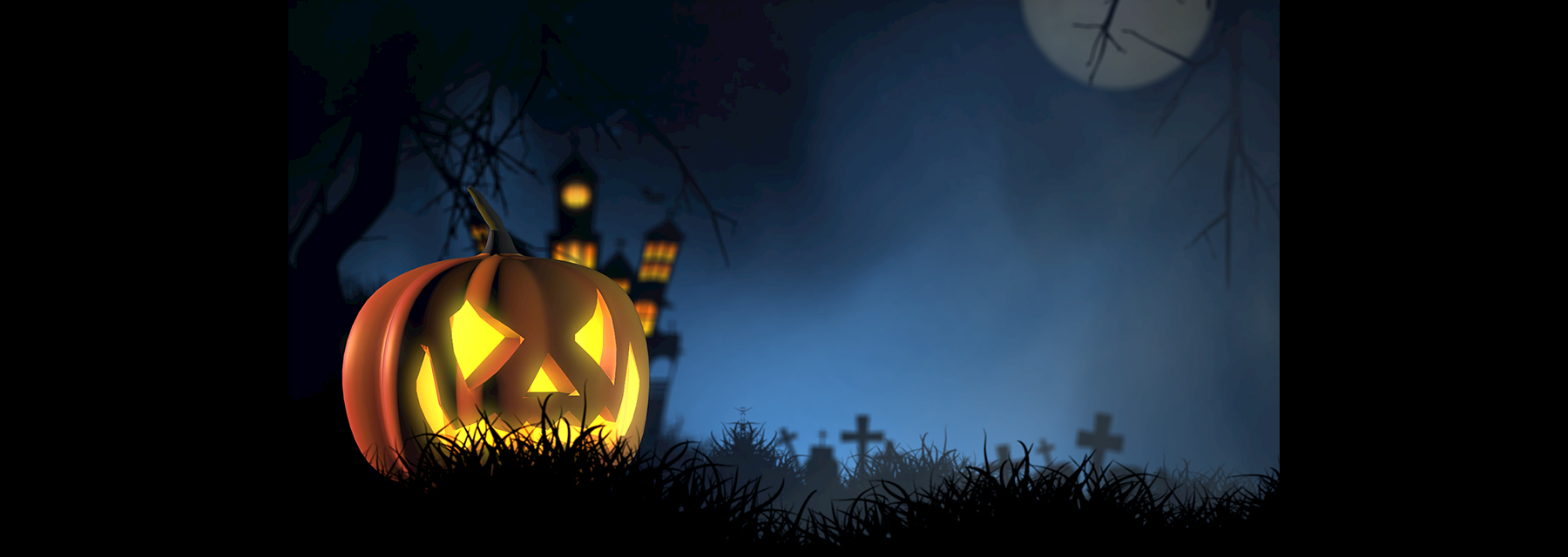 Jack-o-Lantern with graveyard background