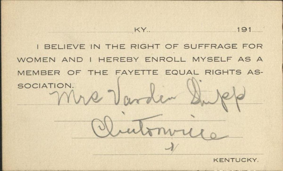 Mrs. Varden Shipp FERA Member Card [Image Courtesy of University of Kentucky Special Collections]